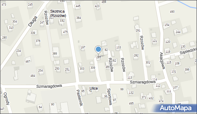 Rzozów, Szmaragdowa, 27, mapa Rzozów