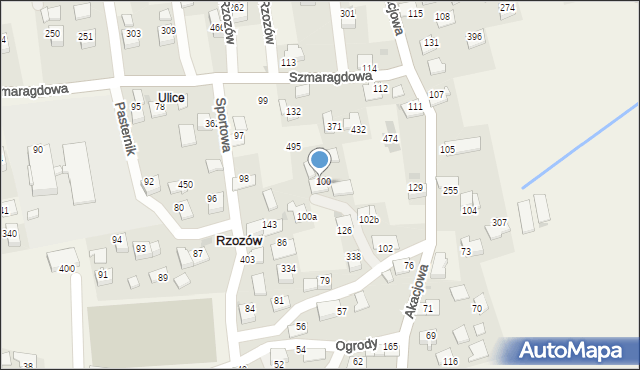 Rzozów, Szmaragdowa, 30, mapa Rzozów