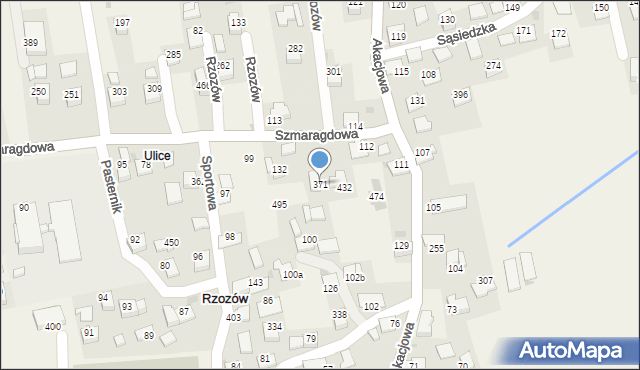 Rzozów, Szmaragdowa, 32, mapa Rzozów