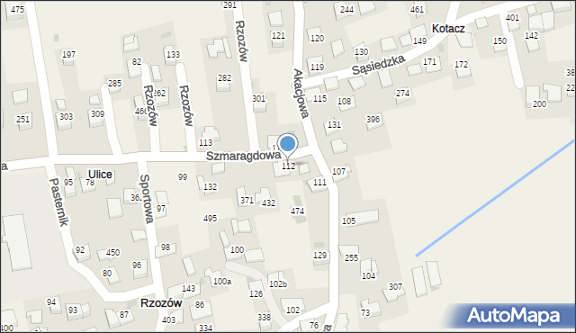 Rzozów, Szmaragdowa, 36, mapa Rzozów