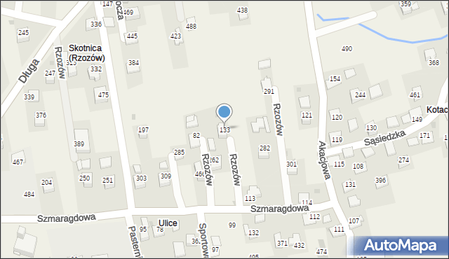 Rzozów, Szmaragdowa, 37, mapa Rzozów