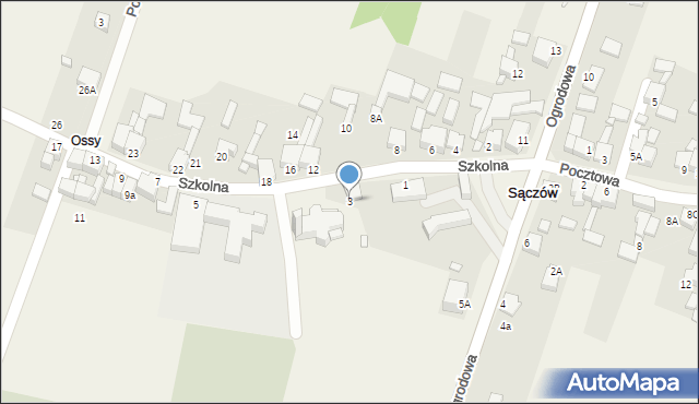 Sączów, Szkolna, 3, mapa Sączów