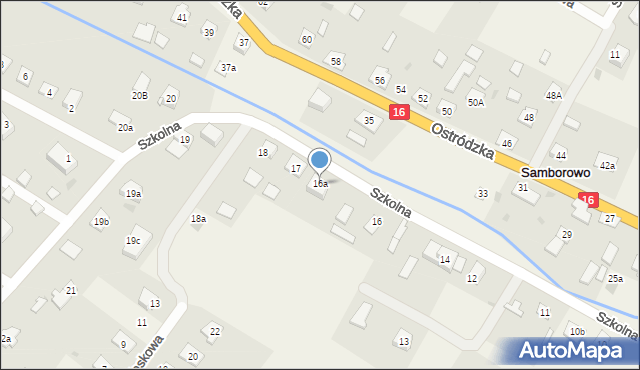 Samborowo, Szkolna, 16a, mapa Samborowo