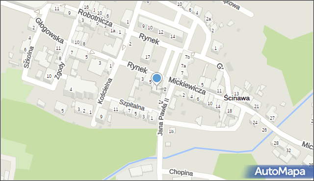Ścinawa, Szpitalna, 2, mapa Ścinawa