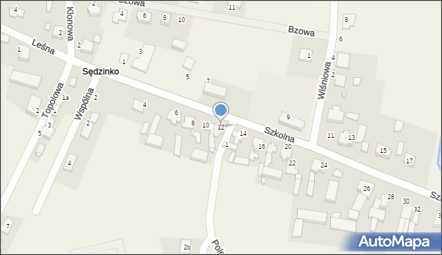 Sędzinko, Szkolna, 12, mapa Sędzinko