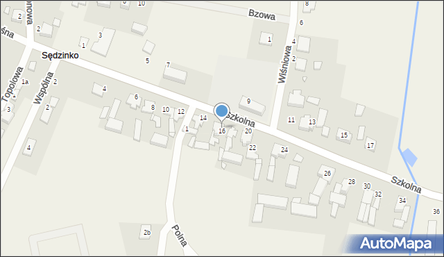 Sędzinko, Szkolna, 16, mapa Sędzinko