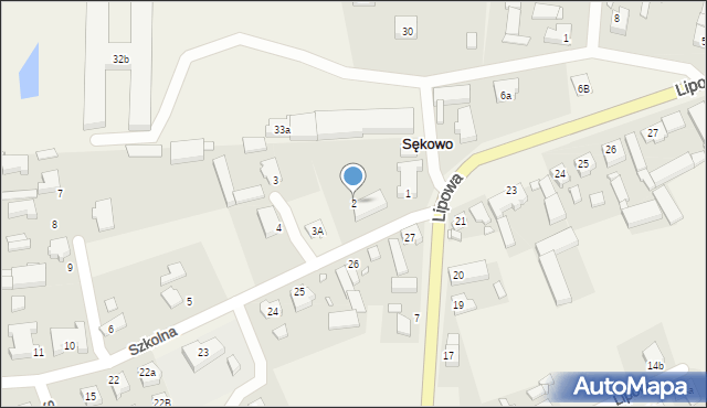 Sękowo, Szkolna, 2, mapa Sękowo