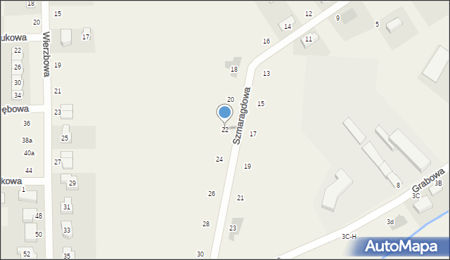 Siekierki Wielkie, Szmaragdowa, 22, mapa Siekierki Wielkie