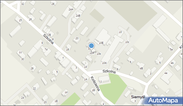 Siemyśl, Szkolna, 12A, mapa Siemyśl