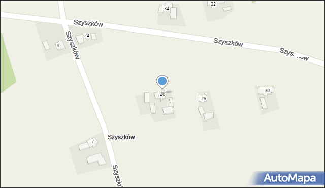 Sieraków Śląski, Szyszków, 26, mapa Sieraków Śląski