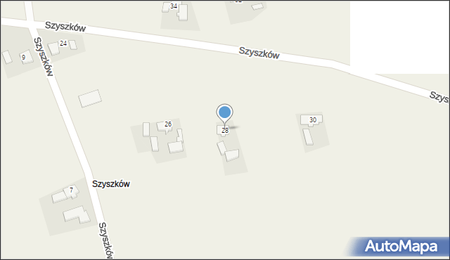 Sieraków Śląski, Szyszków, 28, mapa Sieraków Śląski