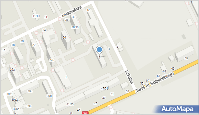 Skierniewice, Szkolna, 3, mapa Skierniewic