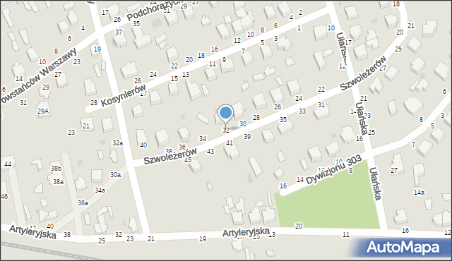 Skierniewice, Szwoleżerów, 32, mapa Skierniewic