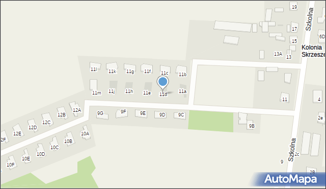 Skrzeszew, Szkolna, 11d, mapa Skrzeszew
