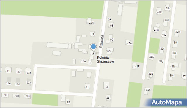 Skrzeszew, Szkolna, 15A, mapa Skrzeszew