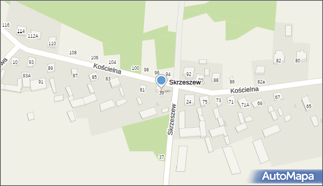 Skrzeszew, Szkolna, 39, mapa Skrzeszew