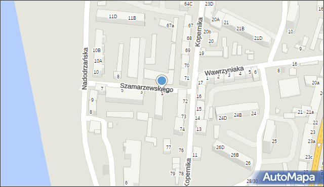 Słubice, Szamarzewskiego Augustyna, ks., 1, mapa Słubice