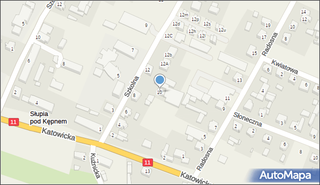 Słupia pod Kępnem, Szkolna, 10, mapa Słupia pod Kępnem