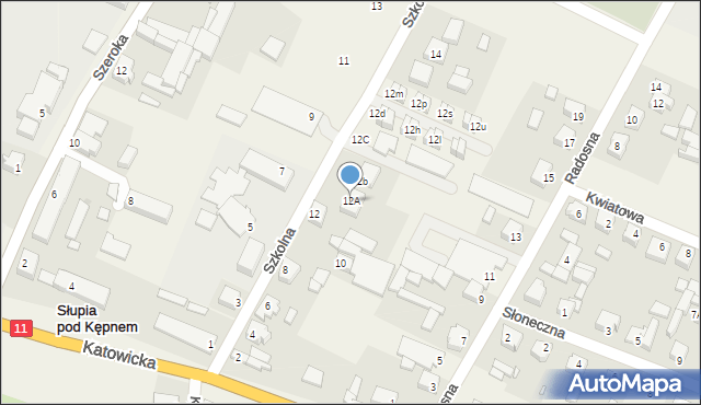 Słupia pod Kępnem, Szkolna, 12A, mapa Słupia pod Kępnem