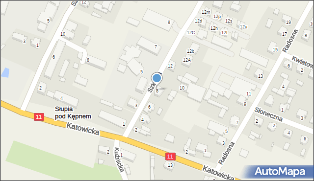 Słupia pod Kępnem, Szkolna, 8, mapa Słupia pod Kępnem