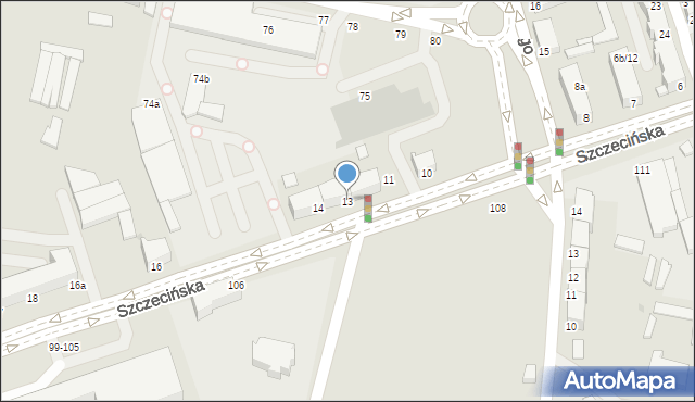 Słupsk, Szczecińska, 13, mapa Słupska