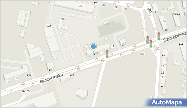 Słupsk, Szczecińska, 14, mapa Słupska