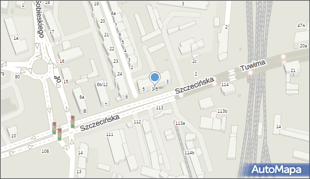 Słupsk, Szczecińska, 3-5, mapa Słupska