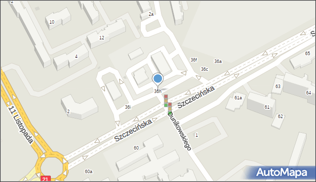 Słupsk, Szczecińska, 36h, mapa Słupska