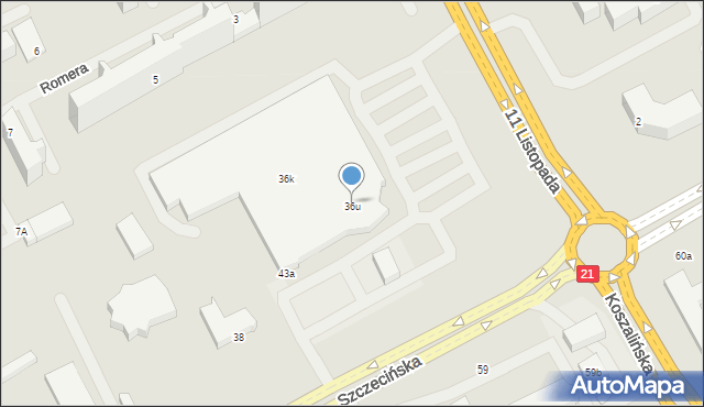 Słupsk, Szczecińska, 36u, mapa Słupska