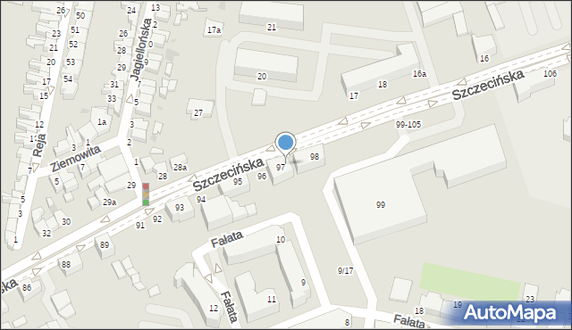 Słupsk, Szczecińska, 97a, mapa Słupska