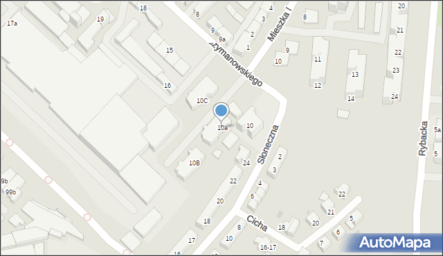 Słupsk, Szymanowskiego Karola, 10a, mapa Słupska