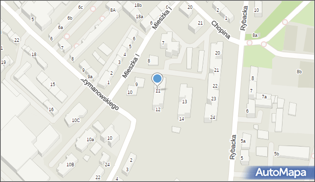 Słupsk, Szymanowskiego Karola, 11, mapa Słupska