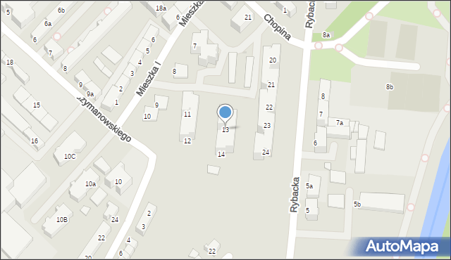 Słupsk, Szymanowskiego Karola, 13, mapa Słupska