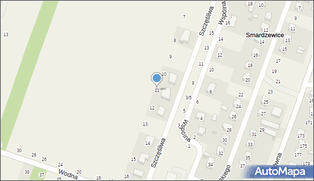 Smardzewice, Szczęśliwa, 11, mapa Smardzewice
