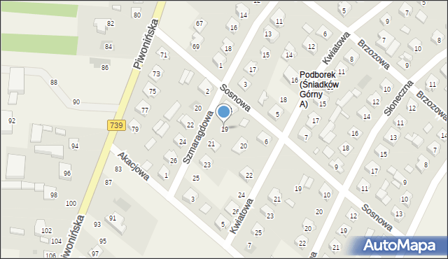 Sobienie-Jeziory, Szmaragdowa, 19, mapa Sobienie-Jeziory