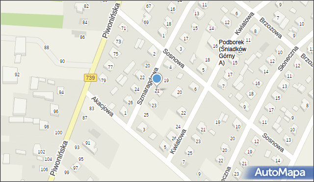 Sobienie-Jeziory, Szmaragdowa, 21, mapa Sobienie-Jeziory