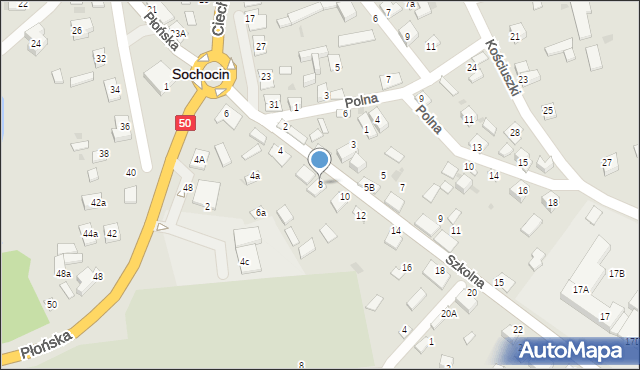 Sochocin, Szkolna, 8, mapa Sochocin