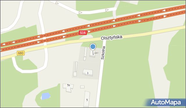 Sorkwity, Szkolna, 1, mapa Sorkwity