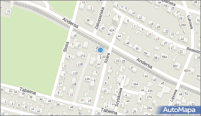 Sosnowiec, Szara, 1, mapa Sosnowca