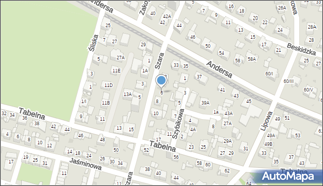 Sosnowiec, Szara, 6, mapa Sosnowca