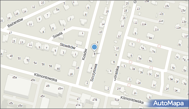 Sosnowiec, Szczytowa, 6, mapa Sosnowca