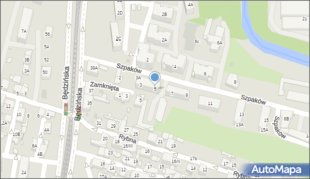 Sosnowiec, Szpaków, 5, mapa Sosnowca