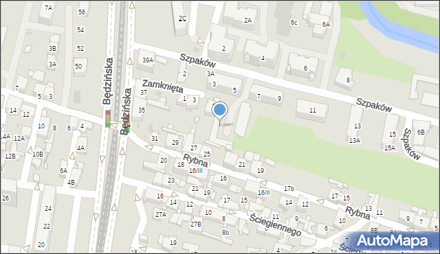 Sosnowiec, Szpaków, t02, mapa Sosnowca