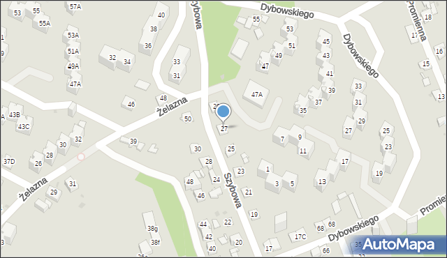 Sosnowiec, Szybowa, 27, mapa Sosnowca