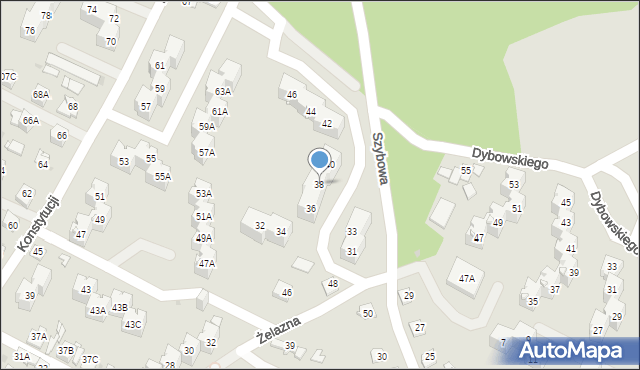 Sosnowiec, Szybowa, 38, mapa Sosnowca