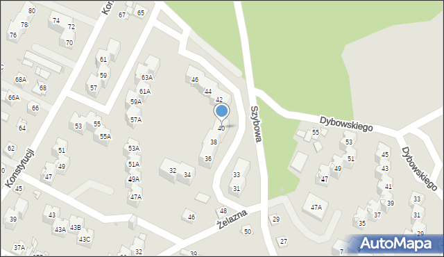 Sosnowiec, Szybowa, 40, mapa Sosnowca