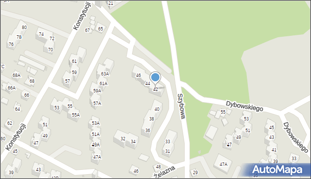 Sosnowiec, Szybowa, 42, mapa Sosnowca