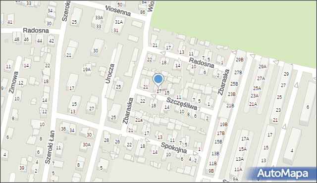 Sosnowiec, Szczęśliwa, 17, mapa Sosnowca