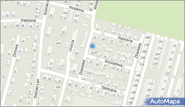 Sosnowiec, Szczęśliwa, 21, mapa Sosnowca