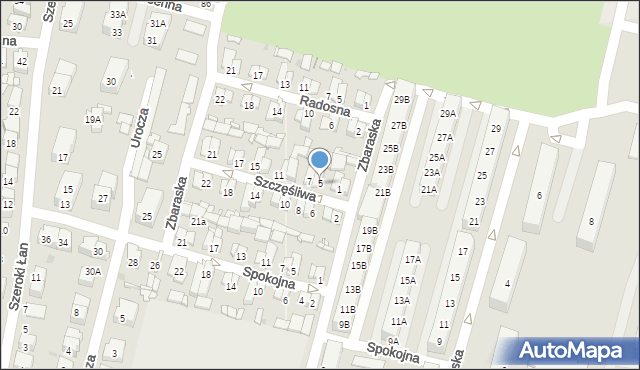 Sosnowiec, Szczęśliwa, 5, mapa Sosnowca